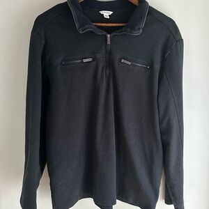 Calvin Klein Black Mock Neck Quarter Zip Pullover 100% Cotton Men’s XL
